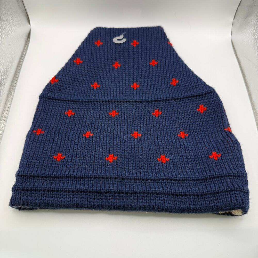 Vintage Wigwam Knitted‎ Beanie Cap Womens Navy Blue Red